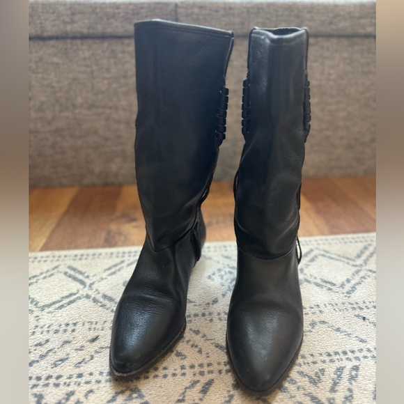 Women’s Vintage Black Leather Boots - Picture 8 of 9